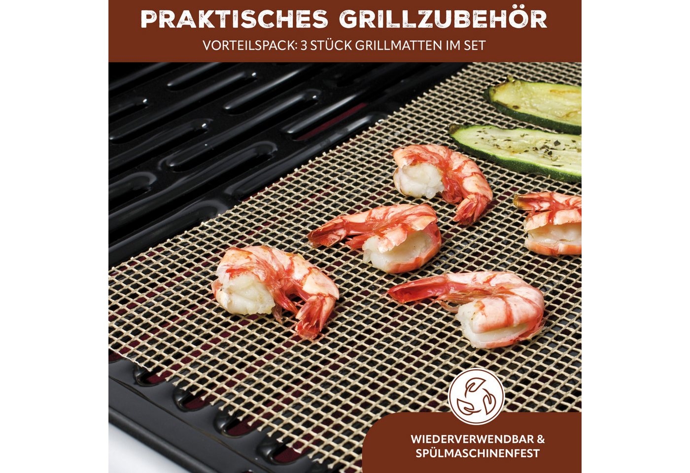 bremermann Backmatte Grillmatte Backmatte rechteckig, Glasfasergewebe, antihaft, 3 Stk, Glasfasergewebe (3-tlg), individuell zuschneidbar – Bild 5 von 5