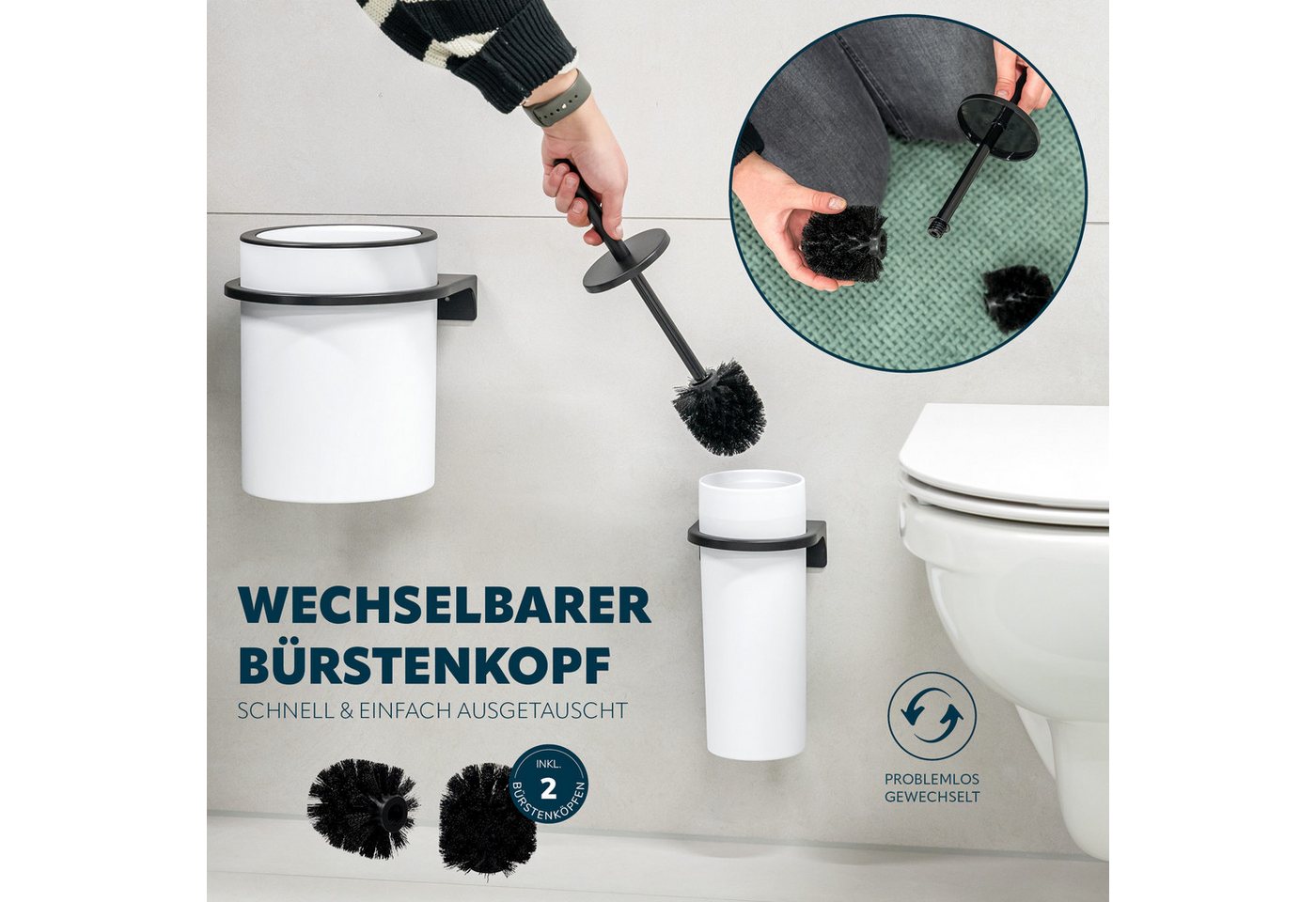 bremermann Badaccessoire-Set 2tlg. Bad-Set SAVONA Softtouch inkl. Wandhalterung, 2 tlg. – Bild 4 von 5