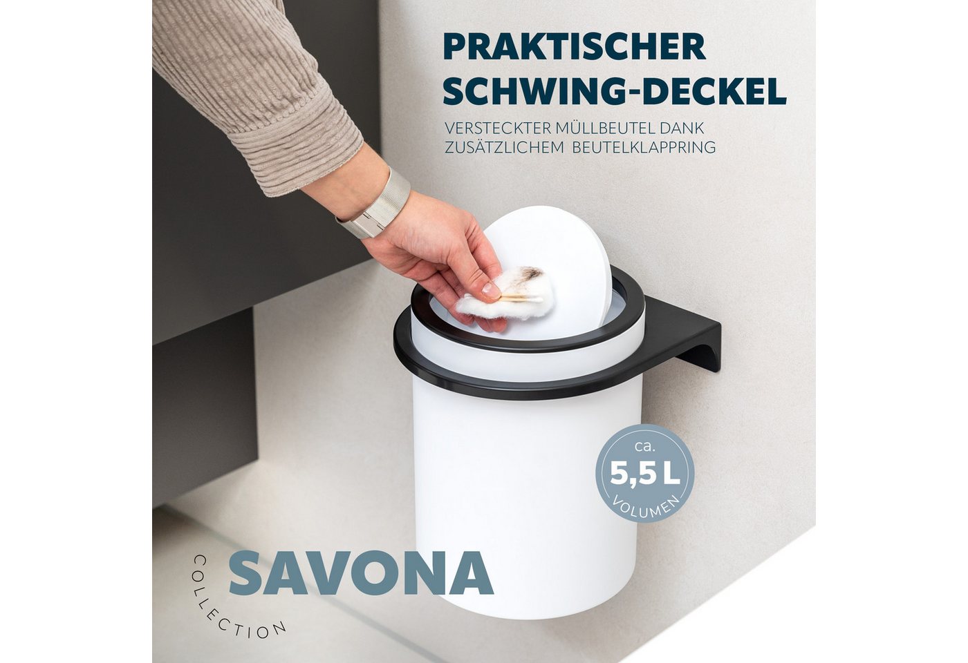 bremermann Badaccessoire-Set 2tlg. Bad-Set SAVONA Softtouch inkl. Wandhalterung, 2 tlg. – Bild 5 von 5