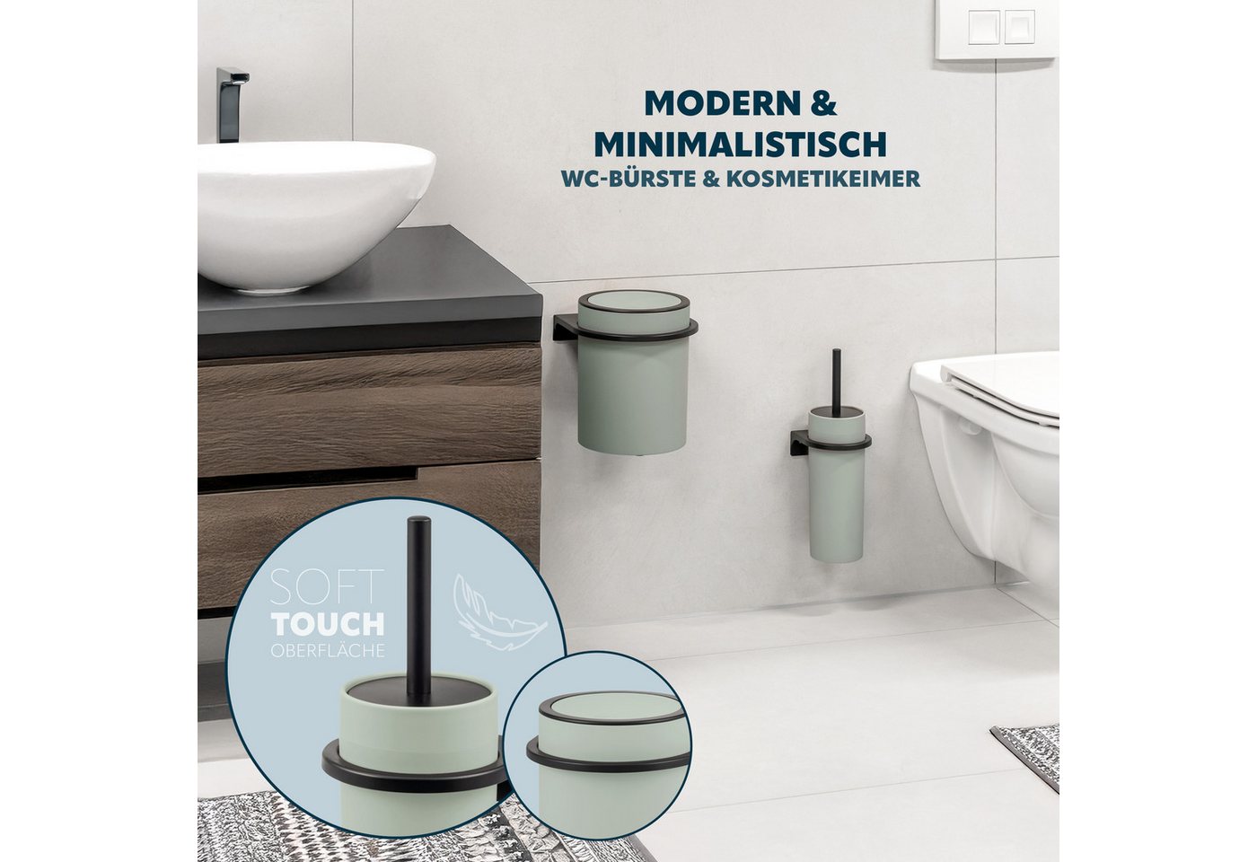 bremermann Badaccessoire-Set 2tlg. Bad-Set SAVONA Softtouch inkl. Wandhalterung, 2 tlg. – Bild 2 von 5