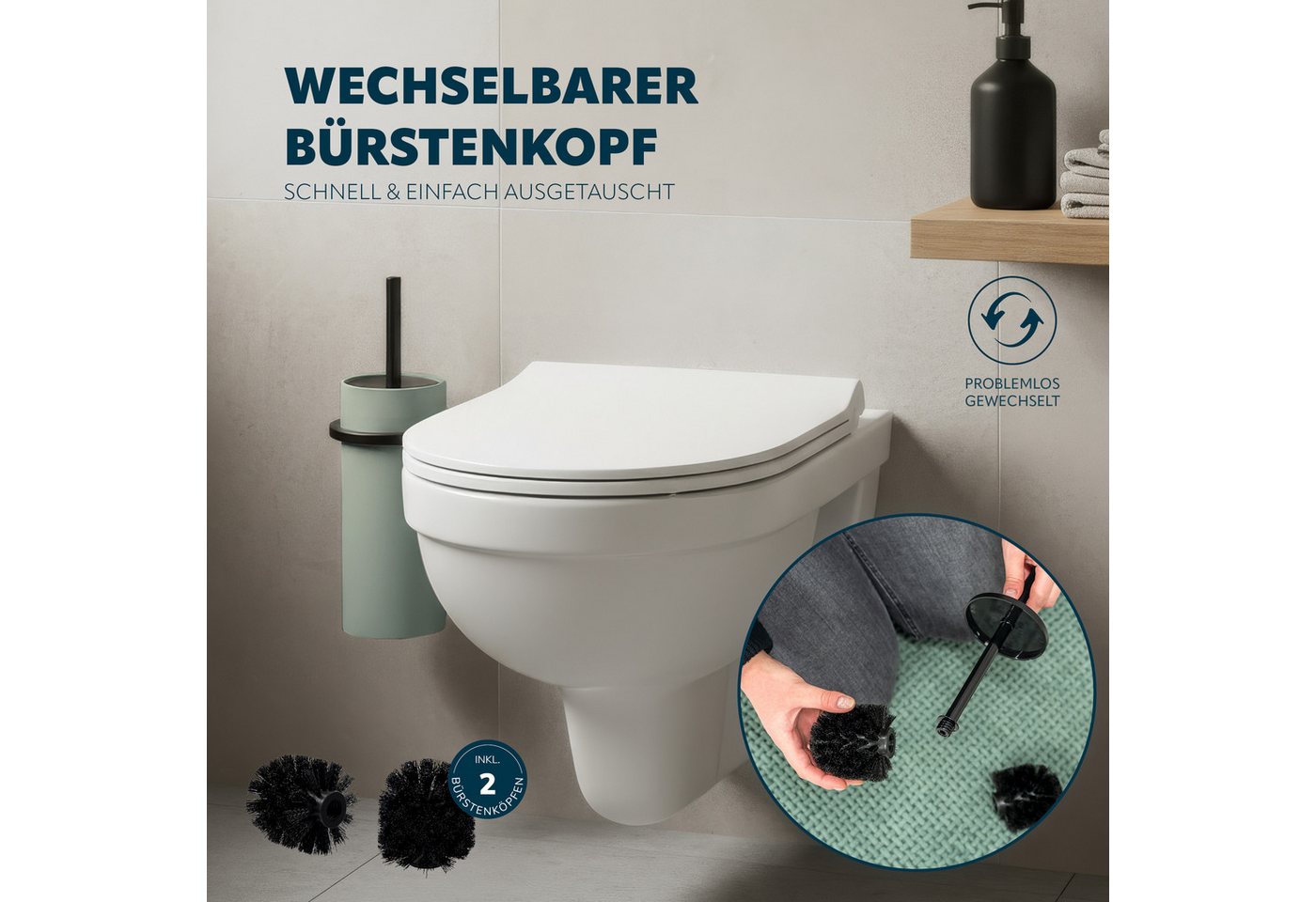 bremermann Badaccessoire-Set 2tlg. Bad-Set SAVONA Softtouch inkl. Wandhalterung, 2 tlg. – Bild 4 von 5