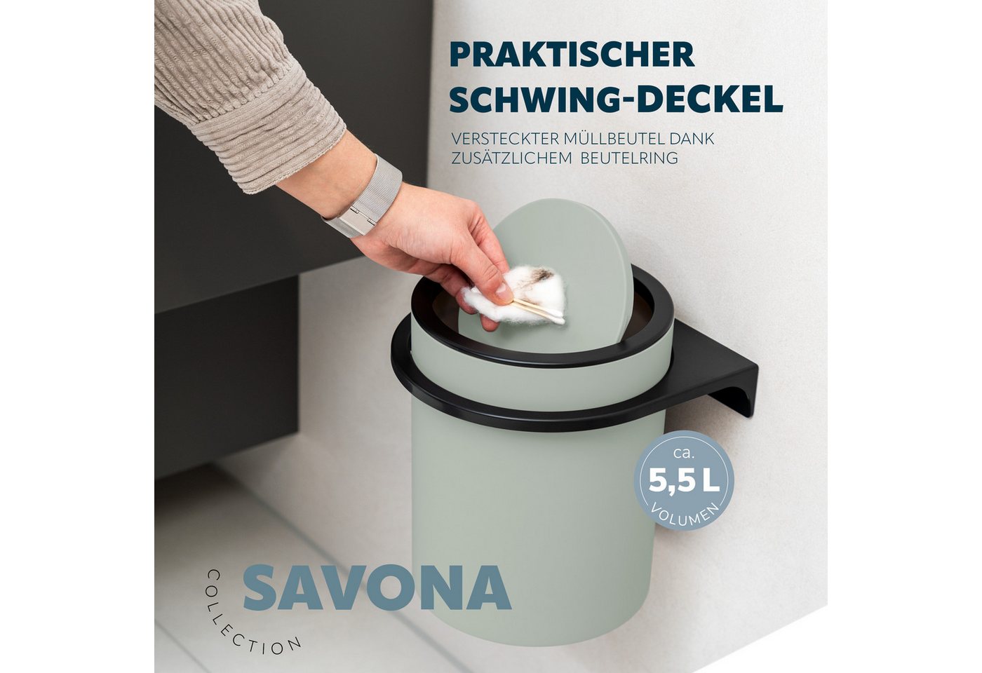 bremermann Badaccessoire-Set 2tlg. Bad-Set SAVONA Softtouch inkl. Wandhalterung, 2 tlg. – Bild 5 von 5