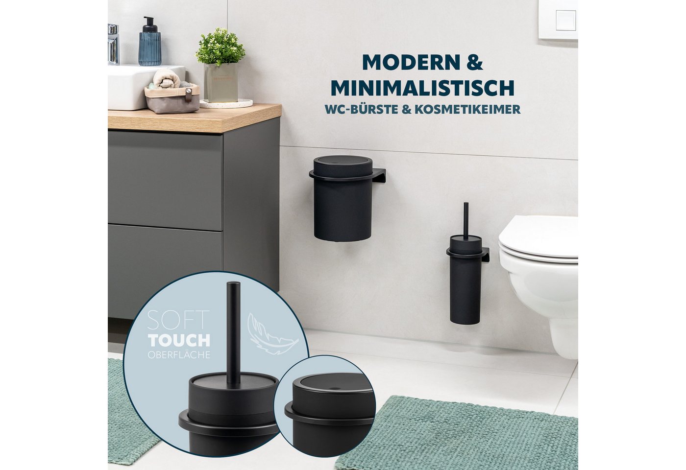 bremermann Badaccessoire-Set 2tlg. Bad-Set SAVONA Softtouch inkl. Wandhalterung, 2 tlg. – Bild 2 von 5
