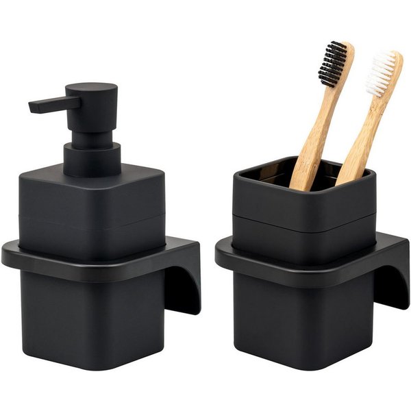 bremermann Badaccessoire-Set Bad-Serie SAVONA Softtouch inkl. Wandhalter, eckig, 2 tlg.