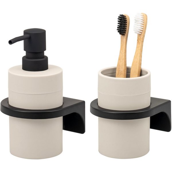 bremermann Badaccessoire-Set Bad-Serie SAVONA Softtouch inkl. Wandhalter, rund, 2 tlg.