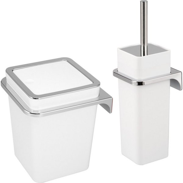 bremermann Badaccessoire-Set Badezimmer-Set, Zubehör-Set 2-tlg., Kunststoff, Savona weiß, 2 tlg.
