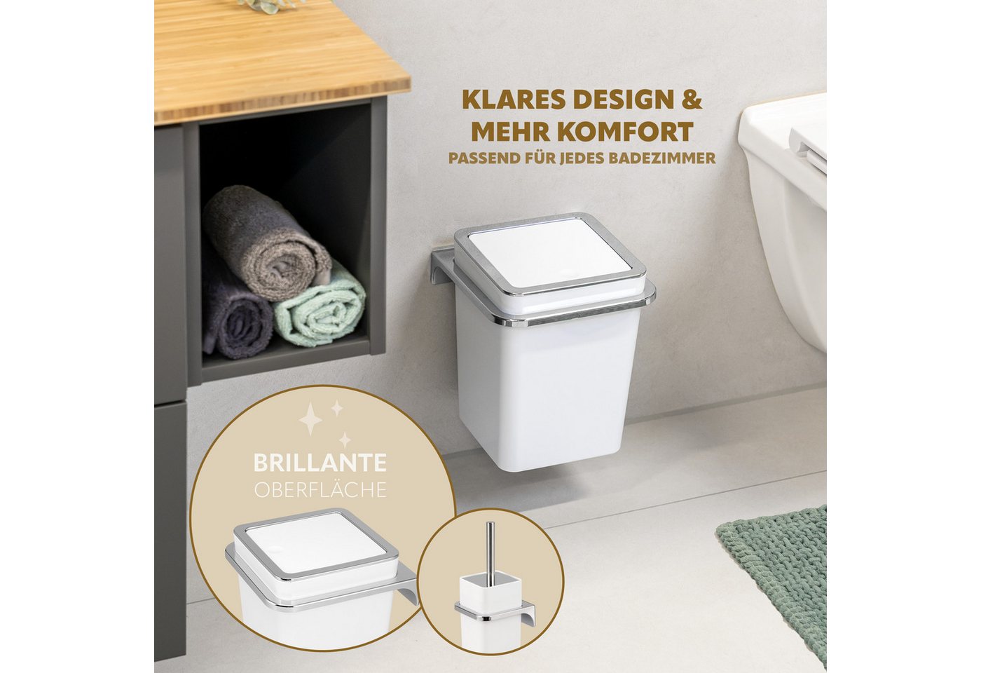 bremermann Badaccessoire-Set Badezimmer-Set, Zubehör-Set 2-tlg., Kunststoff, Savona weiß, 2 tlg. – Bild 2 von 5