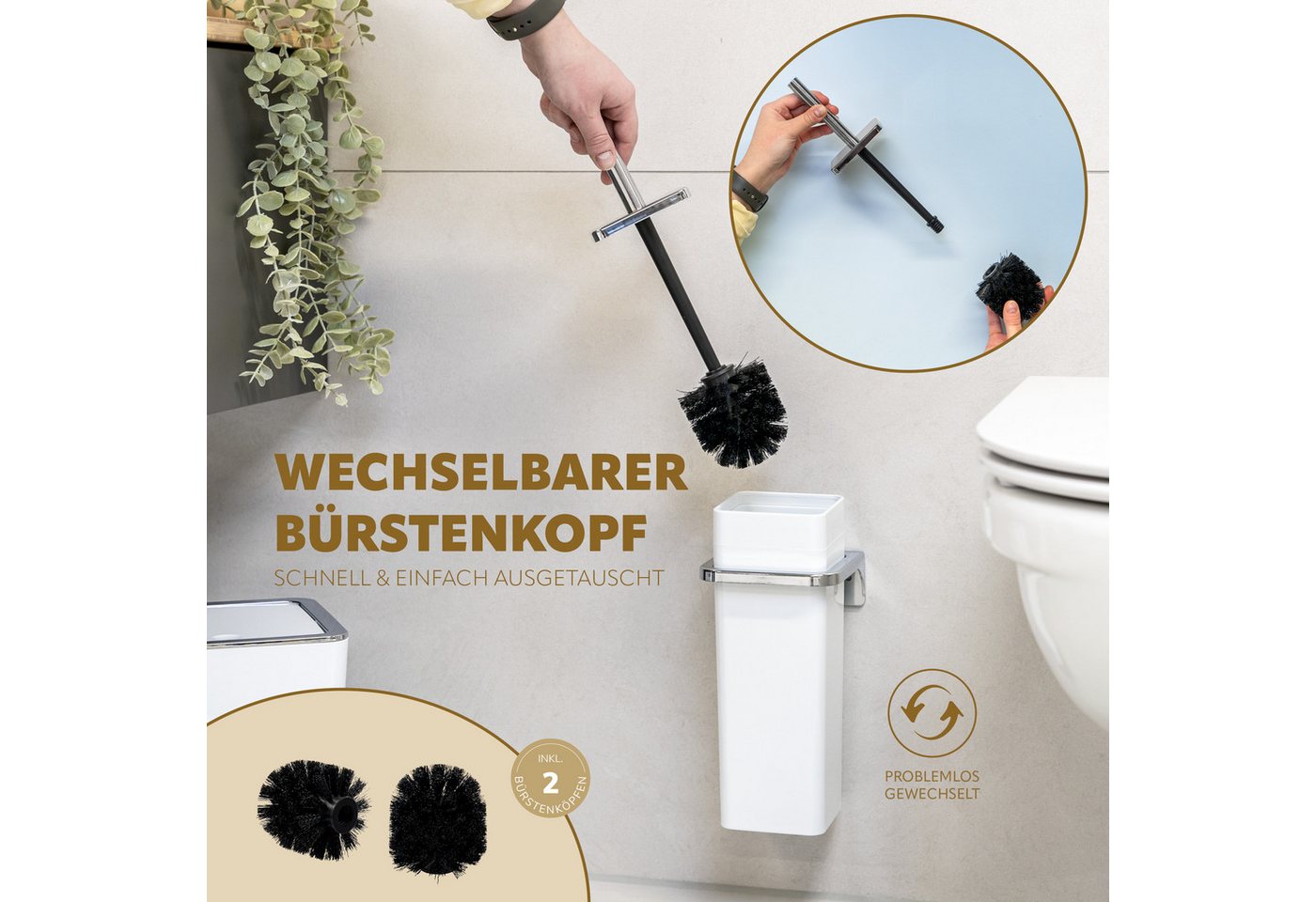 bremermann Badaccessoire-Set Badezimmer-Set, Zubehör-Set 2-tlg., Kunststoff, Savona weiß, 2 tlg. – Bild 4 von 5