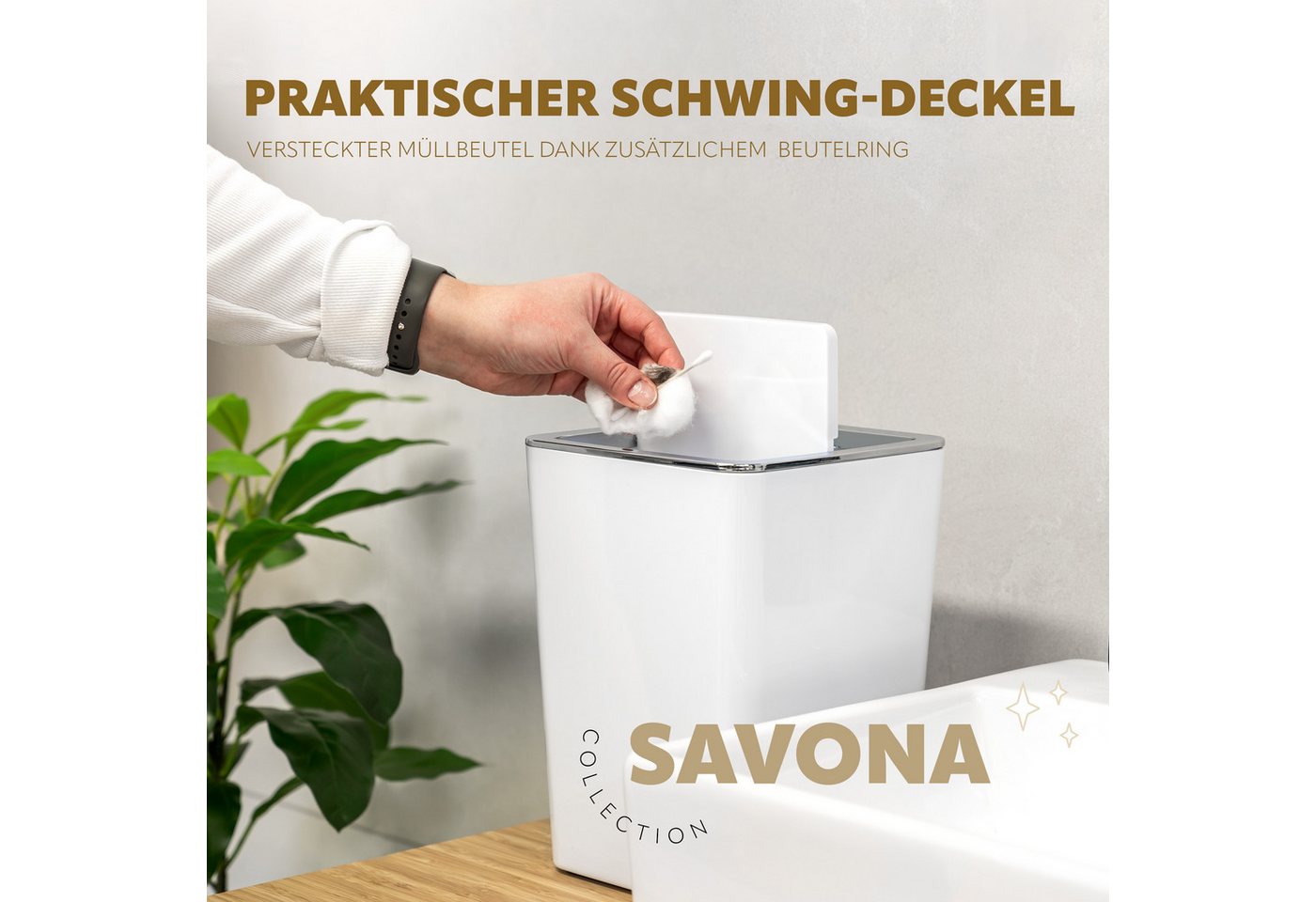 bremermann Badaccessoire-Set Badezimmer-Set, Zubehör-Set 2-tlg., Kunststoff, Savona weiß, 2 tlg. – Bild 5 von 5