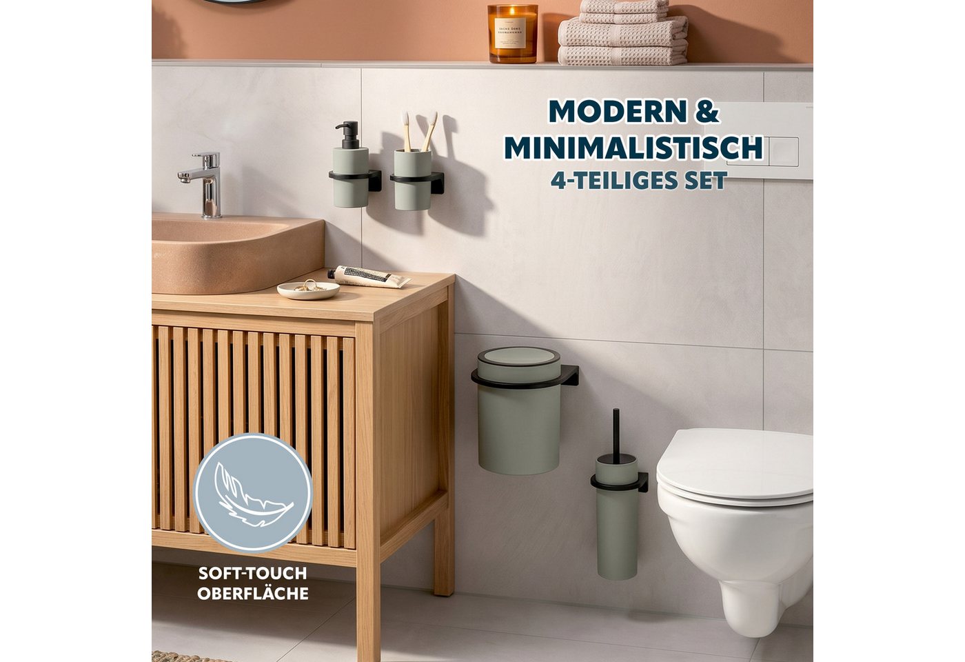 bremermann Badaccessoire-Set SAVONA 4tlg. Soft-Touch – Bild 2 von 5