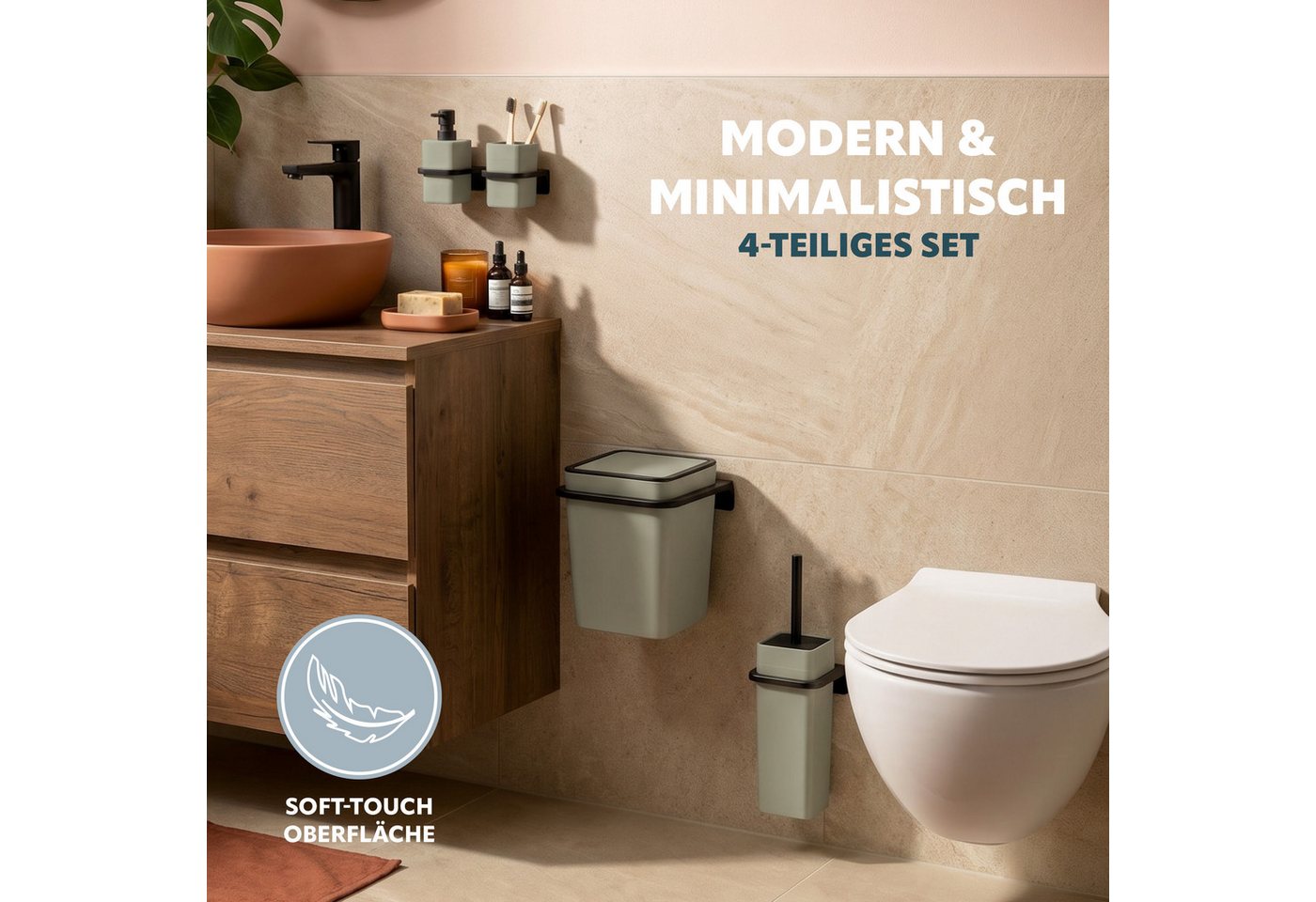 bremermann Badaccessoire-Set SAVONA 4tlg. Soft-Touch, eckig – Bild 2 von 5