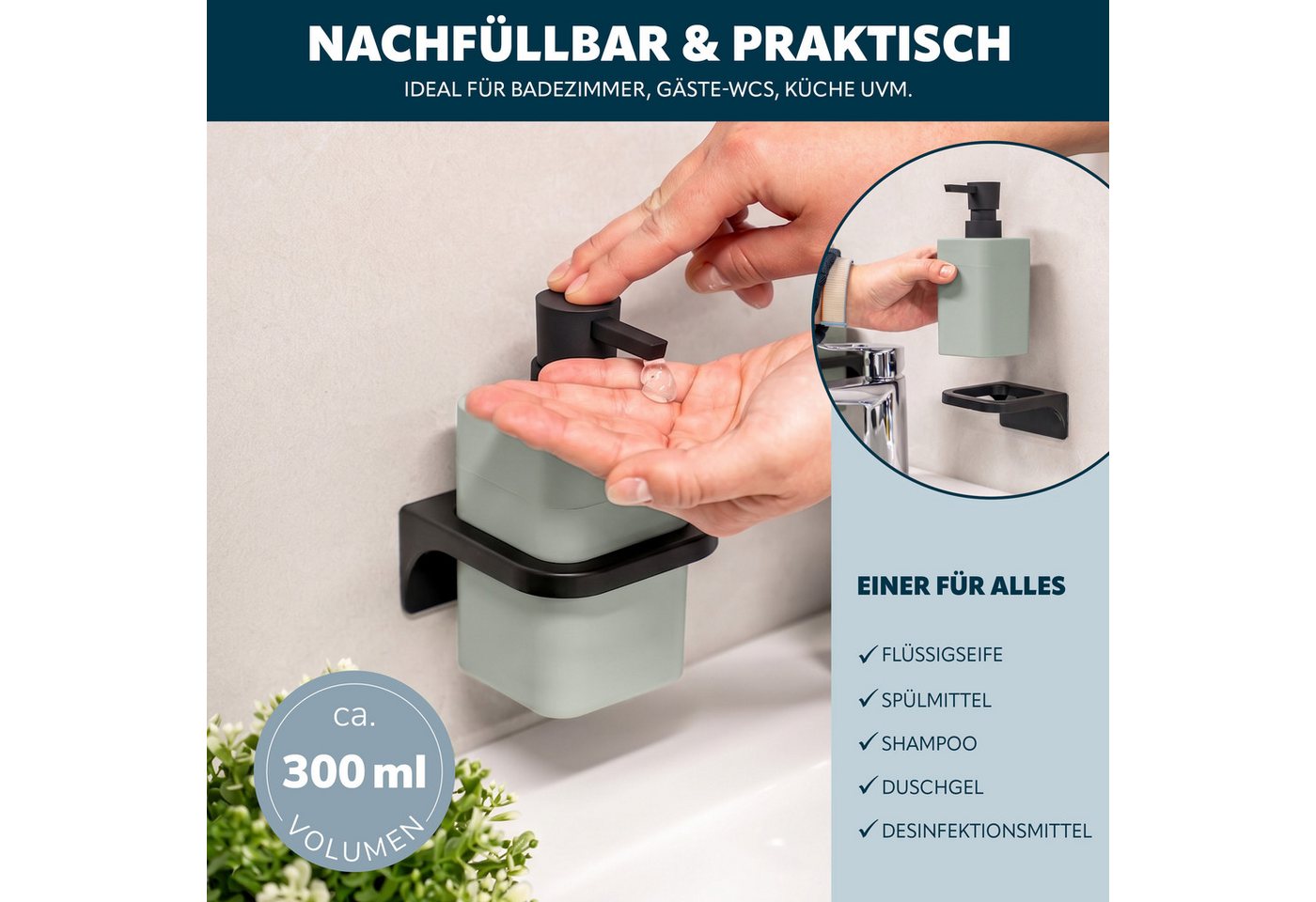 bremermann Badaccessoire-Set SAVONA 4tlg. Soft-Touch, eckig – Bild 4 von 5
