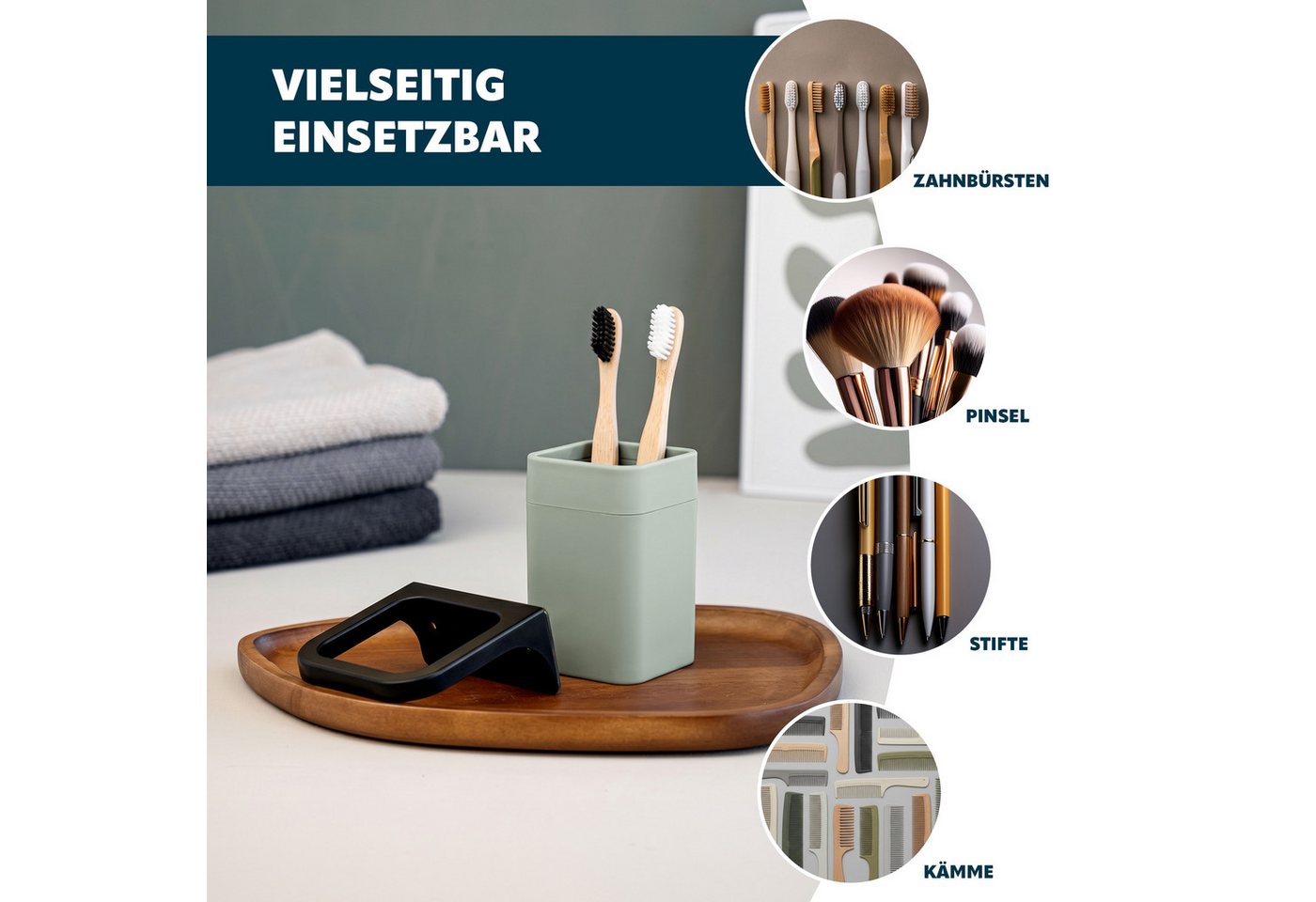 bremermann Badaccessoire-Set SAVONA 4tlg. Soft-Touch, eckig – Bild 5 von 5