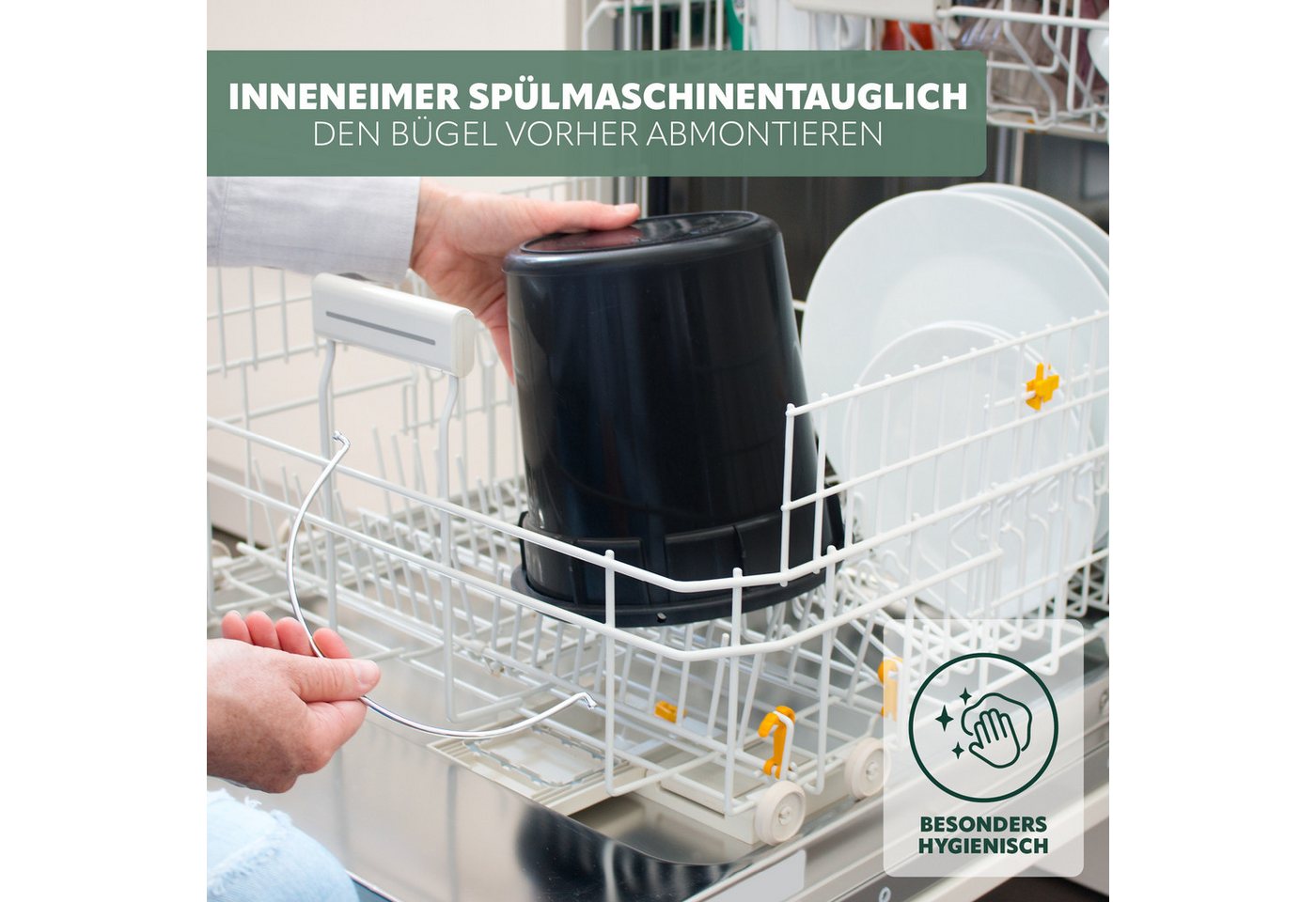 bremermann Biomülleimer Komposteimer mit 5 Liter Inneneimer, Aktivkohlefilter, Biotonne, grau – Bild 5 von 5
