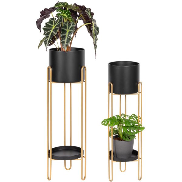 bremermann Blumenhocker Blumenhocker 2er-Set, Metall-Blumenständer, Blumensäule schwarz/gold
