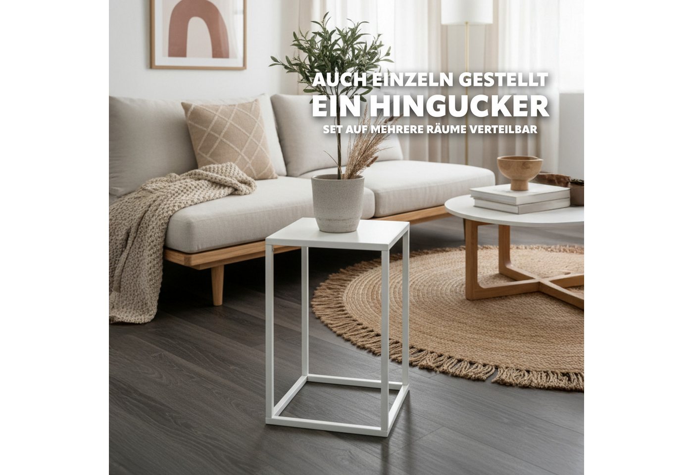 bremermann Blumenhocker 4er-Set, Metall-Blumenständer, Blumensäule weiß – Bild 3 von 5