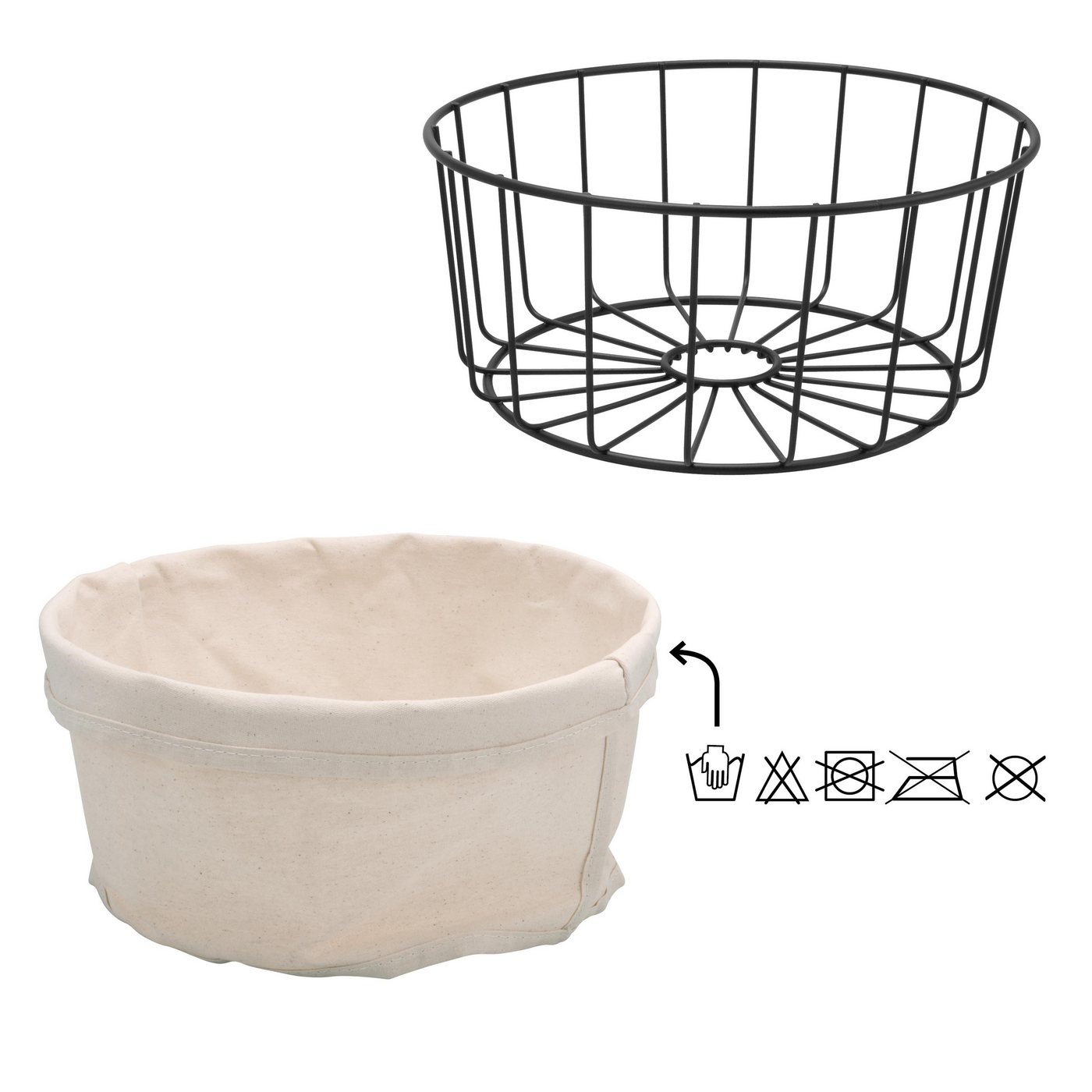 bremermann Brotkorb Brotkorb und Obstkorb schwarz, abnehmbarer Bezug waschbar beige – Bild 5 von 5