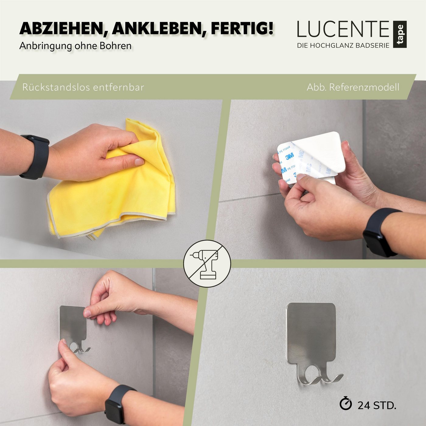 bremermann Duschabzieher Bad-Serie LUCENTE TAPE - mit Klebepad, verchromt, (1-St) – Bild 4 von 5
