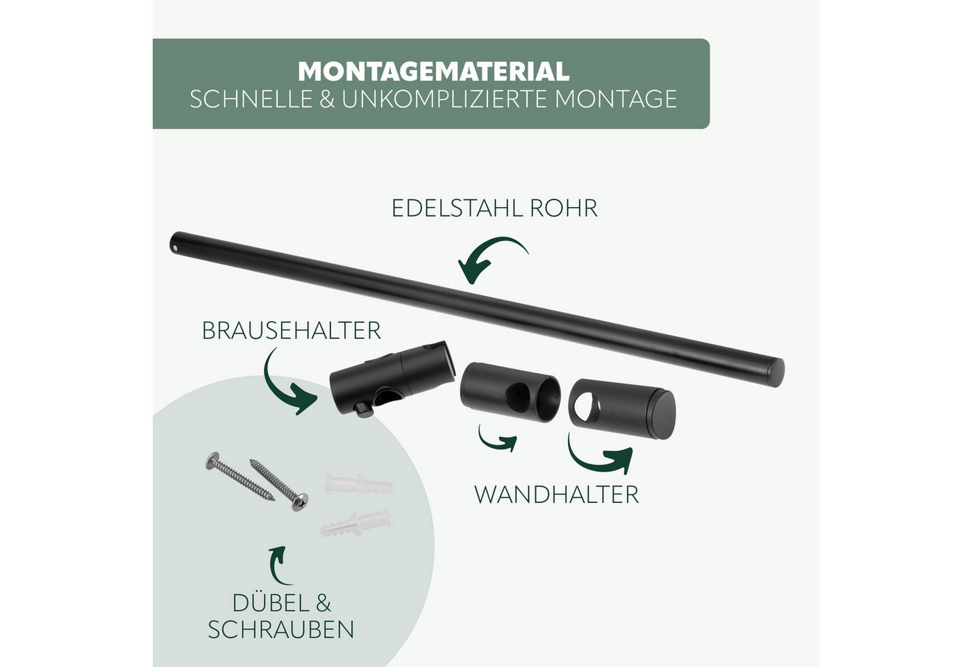 bremermann Duschstange Brausestange Edelstahl 71,5 cm – inkl. Konus-Brausegleiter – Bild 5 von 5