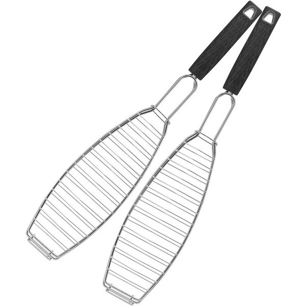 bremermann Grillguthalter Fisch-Grillhalter 2er Set Fischhalter, Fischgriller, Fischbräter, Edelstahl, Kunststoff, (2-St), für Fische bis ca. 30 cm Länge