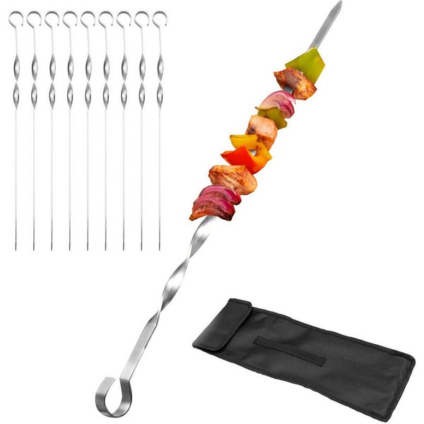 bremermann Grillspieß Grillspieße 10er Set, inkl. Aufbewahrungstasche // Edelstahl, 39 cm (10-St), inkl. 100 % Polyester-Tasche
