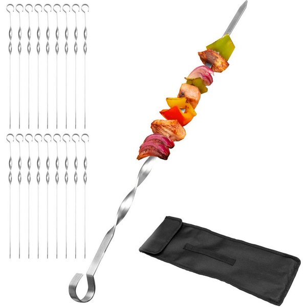 bremermann Grillspieß Grillspieße 20er Set, inkl. Aufbewahrungstasche // Edelstahl, 39 cm (20-St), inkl. 100% Polyester-Tasche