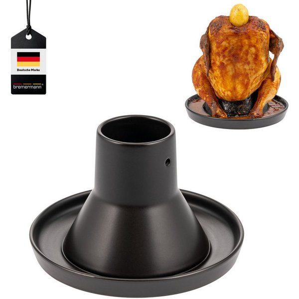 bremermann Hähnchenbräter Hähnchenbräter, Geflügelhalter aus Steingut, Hähnchengriller schwarz, Steingut, (1-St)