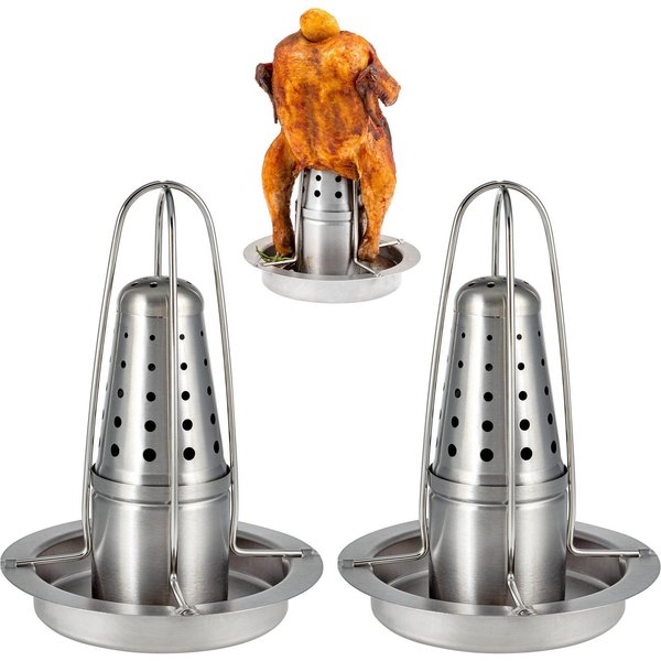 bremermann Hähnchenbräter 2x Hähnchengriller mit Aromabehälter, Hähnchenhalter, Edelstahl, (2-St)