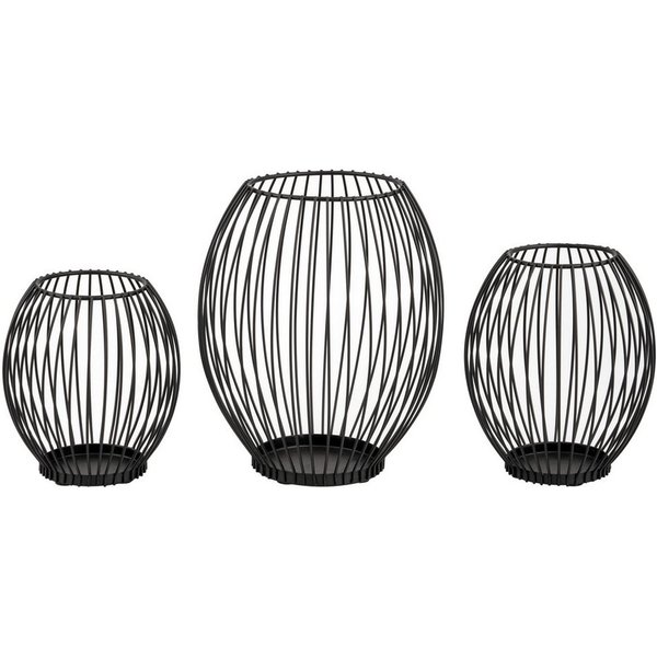 bremermann Kerzenhalter 3er-Set Kerzenhalter, Kerzenständer, Stumpenkerze, Metall, schwarz