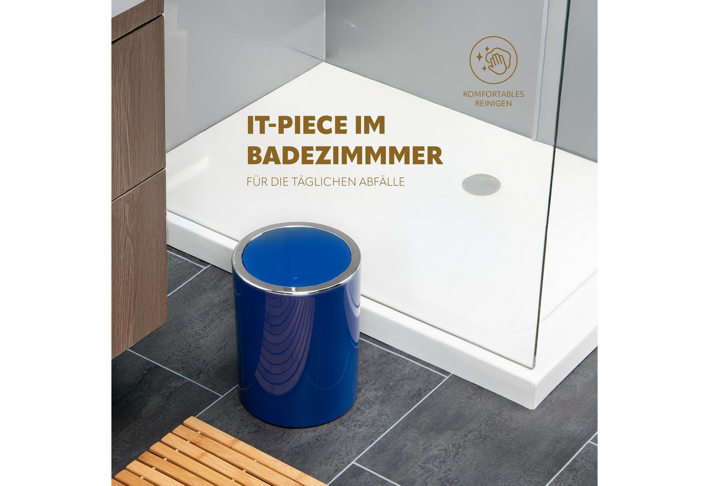 bremermann Kosmetikeimer SAVONA 5,5 Liter aus Kunststoff, rund - blau – Bild 4 von 5