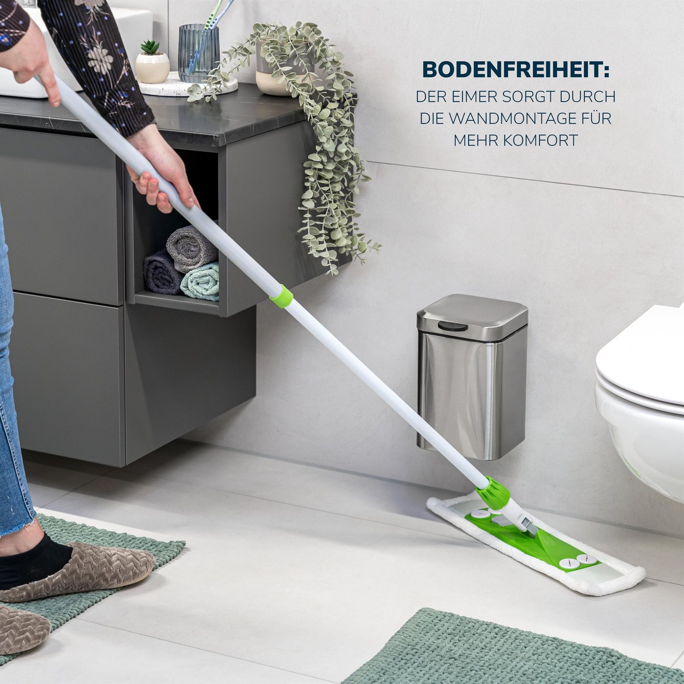 bremermann Kosmetikeimer Wand-Kosmetikeimer, 3 Liter Fassungsvermögen, eckig – Bild 4 von 5