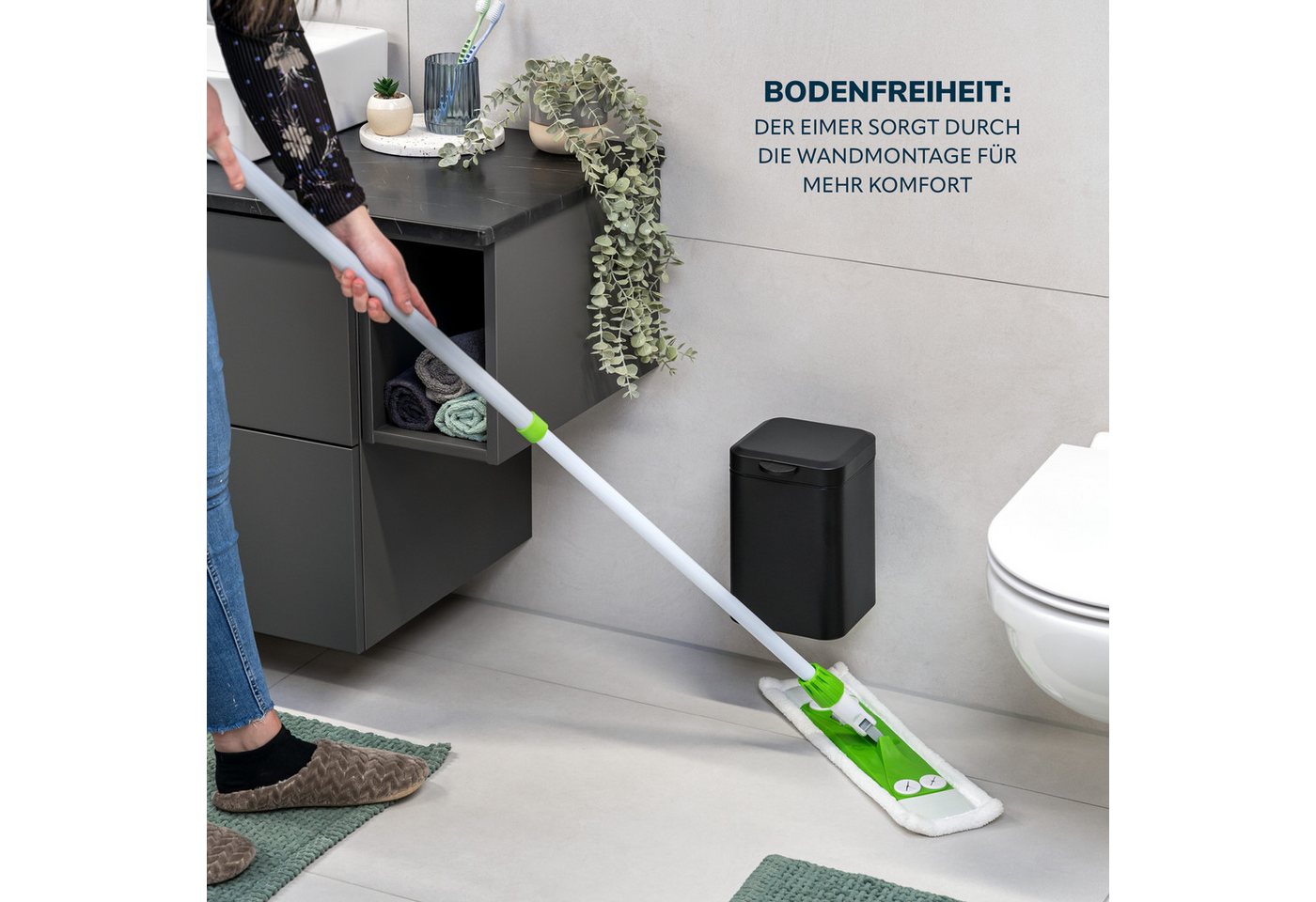 bremermann Kosmetikeimer Wand-Kosmetikeimer, 3 Liter Fassungsvermögen, eckig – Bild 4 von 5