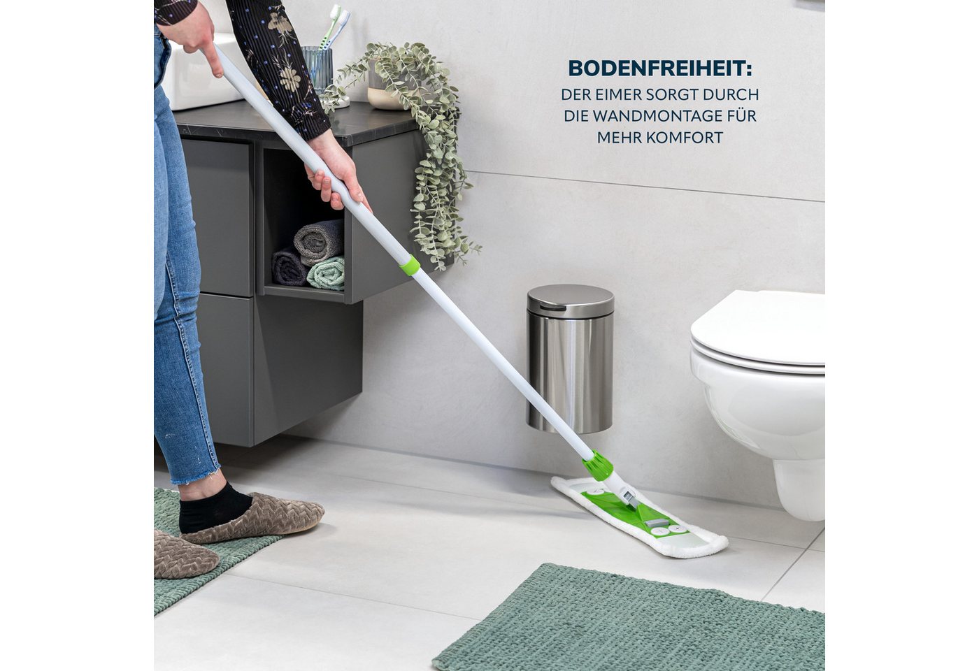 bremermann Kosmetikeimer Wand-Kosmetikeimer 3 l, Badmülleimer 2-Wege-Montage – Bild 4 von 5