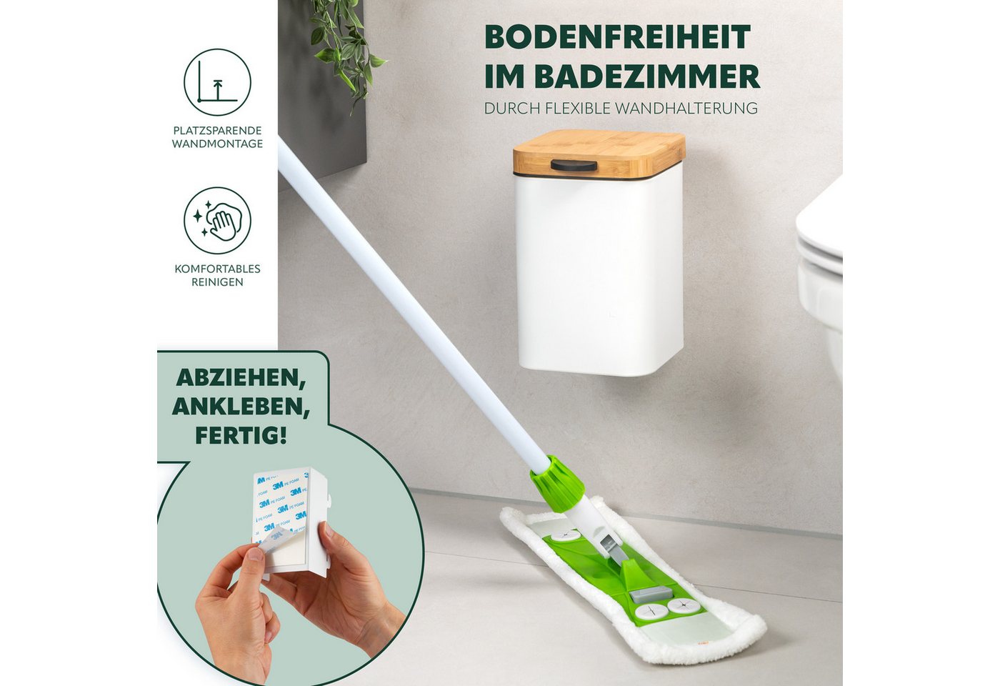 bremermann Kosmetikeimer Wand-Kosmetikeimer 3 l, Badmülleimer 2-Wege-Montage, eckig – Bild 3 von 5