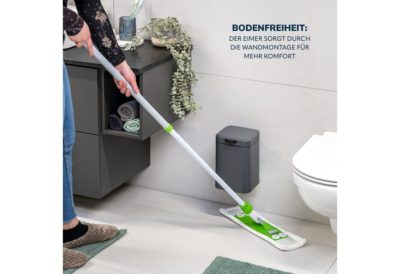 bremermann Kosmetikeimer Wand-Kosmetikeimer, 3 Liter Fassungsvermögen, eckig – Bild 4 von 5