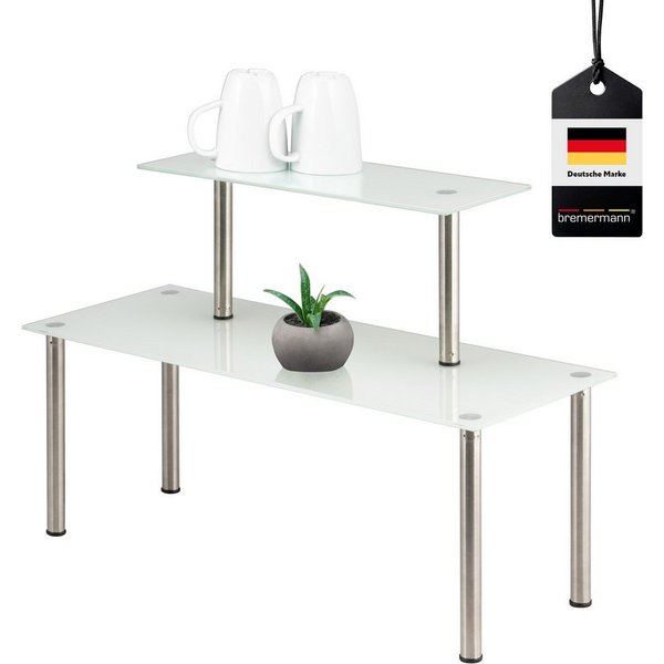 bremermann Küchenregal Glas-Regal, Küchenregal, mit Glasplatten und Edelstahlfüßen, weiß