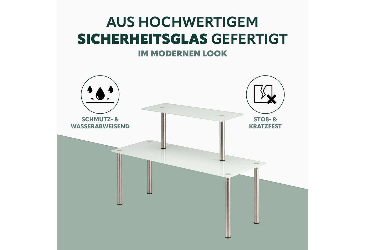 bremermann Küchenregal Glas-Regal, Küchenregal, mit Glasplatten und Edelstahlfüßen, weiß – Bild 5 von 5