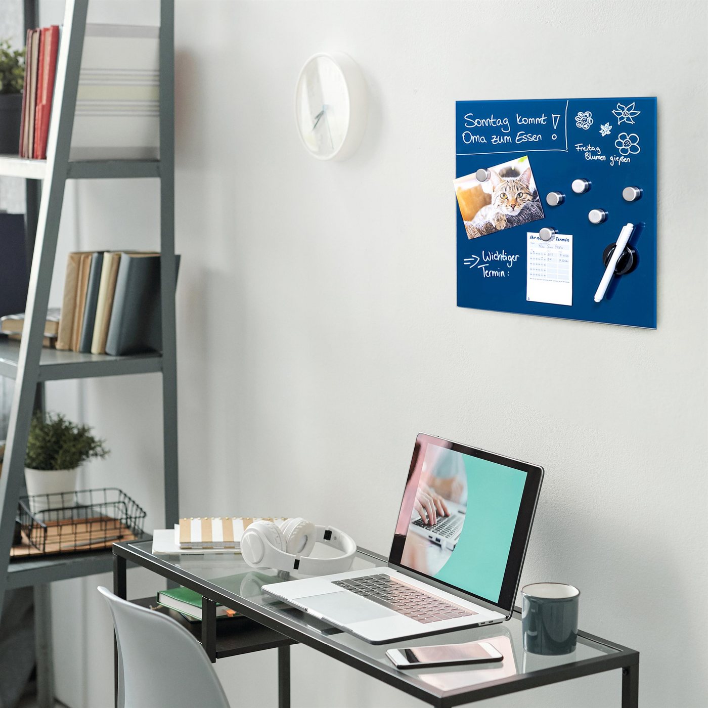 bremermann Magnettafel Magnettafel mit Glasfront, 6 Magnete und 1 Marker – Bild 2 von 5
