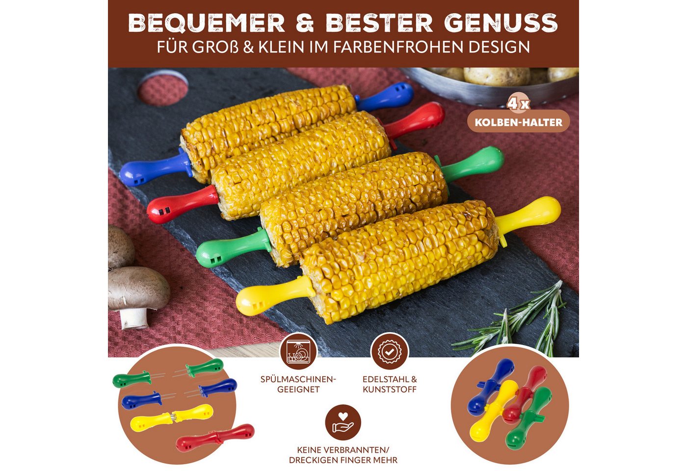 bremermann Maiskolbenhalter Maiskolbenhalter 4er-Set (4er-Set, 8-St., Set) – Bild 2 von 5