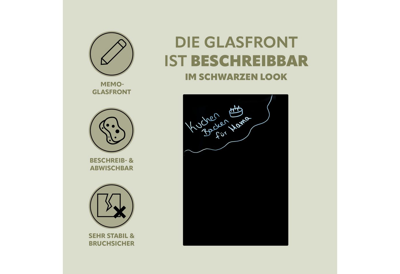 bremermann Schlüsselkasten Schlüsselkasten mit schwarzer Glasfront, beschreibbar, Haken, Magnete – Bild 3 von 5