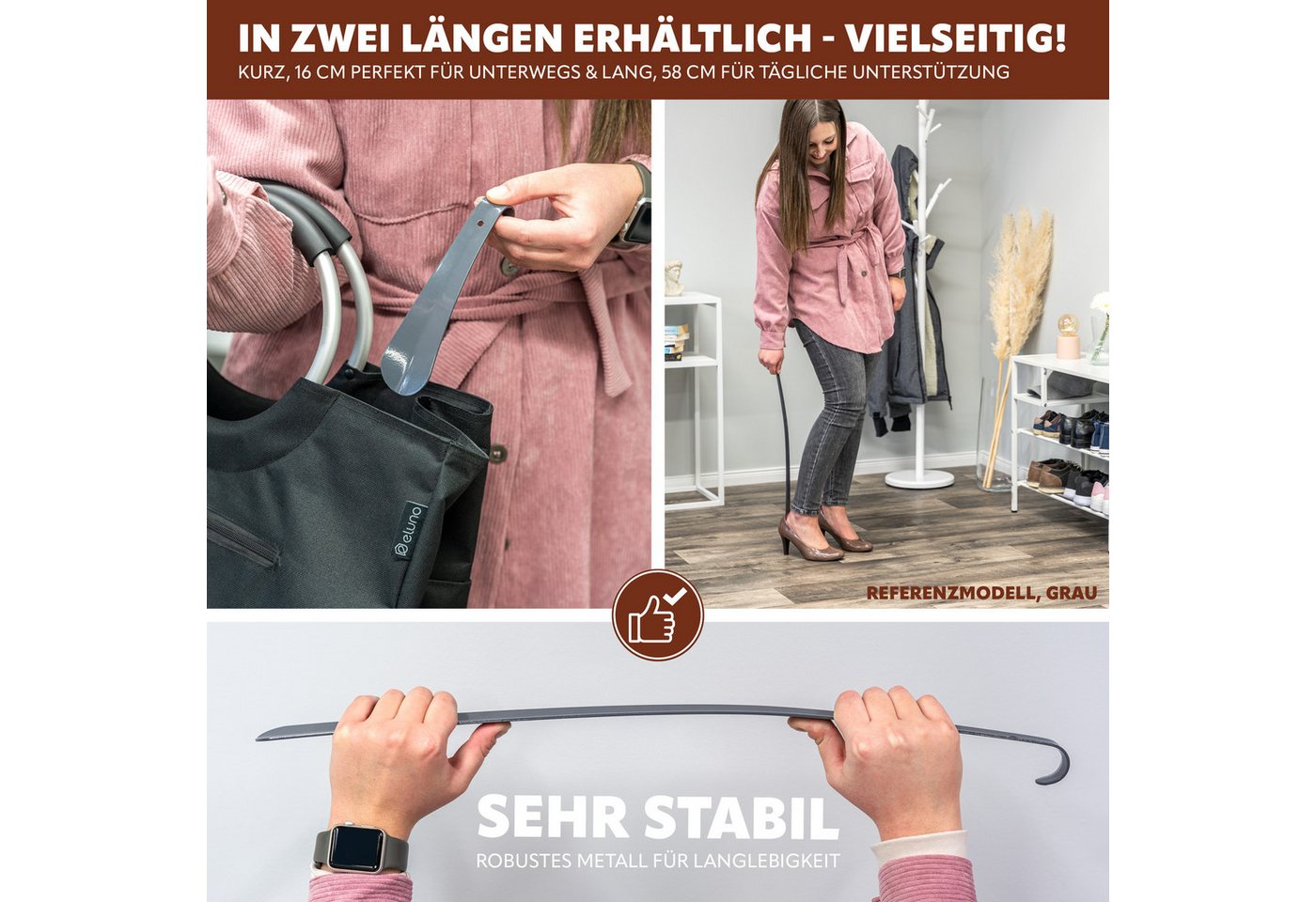 bremermann Schuhlöffel Schuhanzieher 2er Set, 16 und 58 cm – Bild 3 von 5