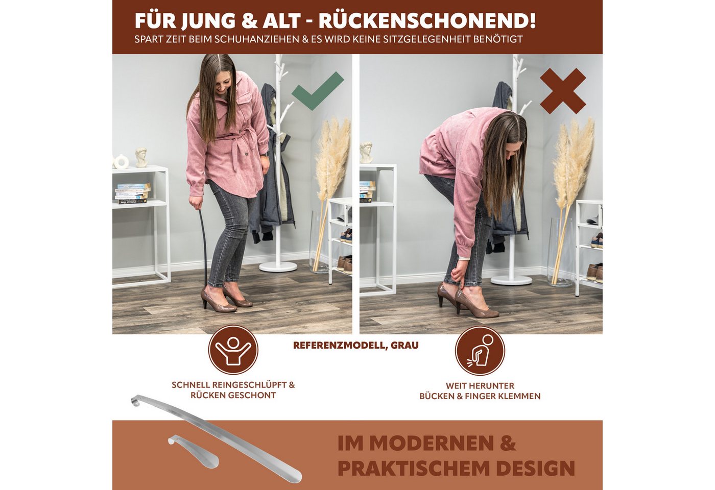 bremermann Schuhlöffel Schuhanzieher 2er Set, 16 und 58 cm – Bild 4 von 5