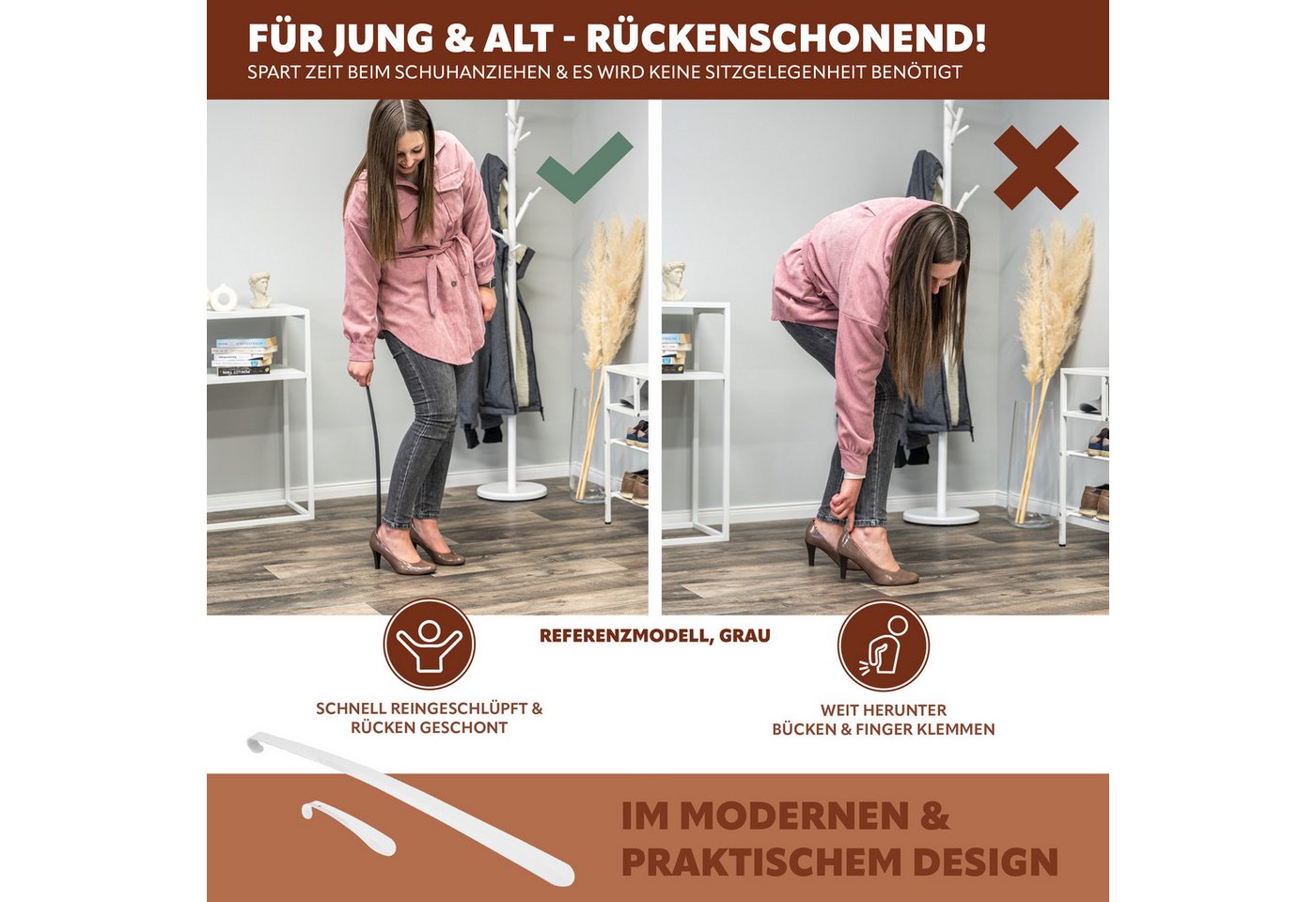 bremermann Schuhlöffel Schuhanzieher 2er Set, 16 und 58 cm – Bild 4 von 5