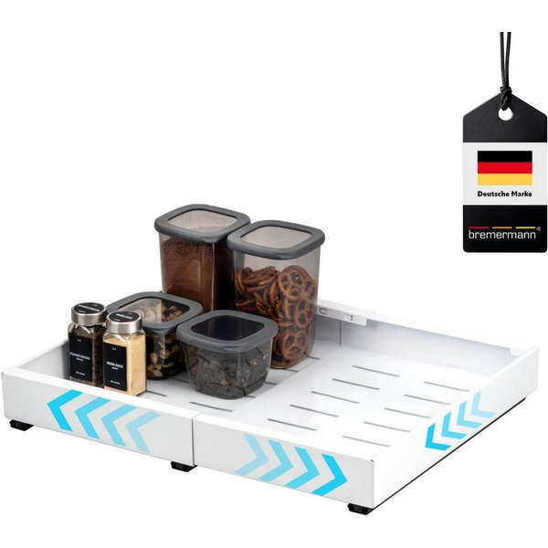 bremermann Teleskopauszug mit Einlegeboden, ausziehbar, Breite von 31-51 cm, weiß