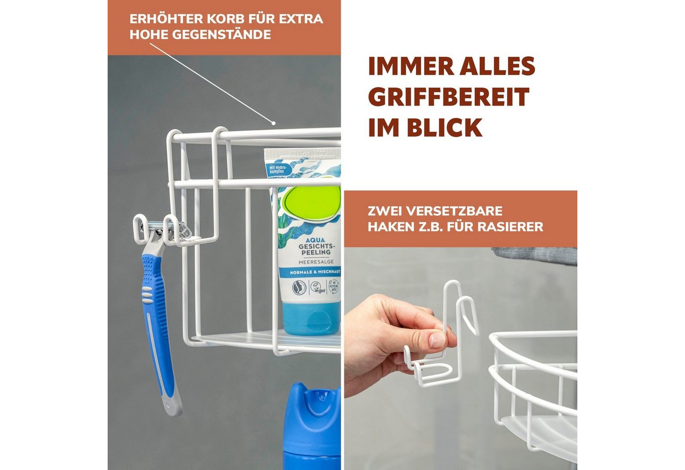bremermann Teleskopregal Teleskop-Eckregal, 4 Körbe Duschregal bis max. ca. 290 cm – Bild 4 von 5