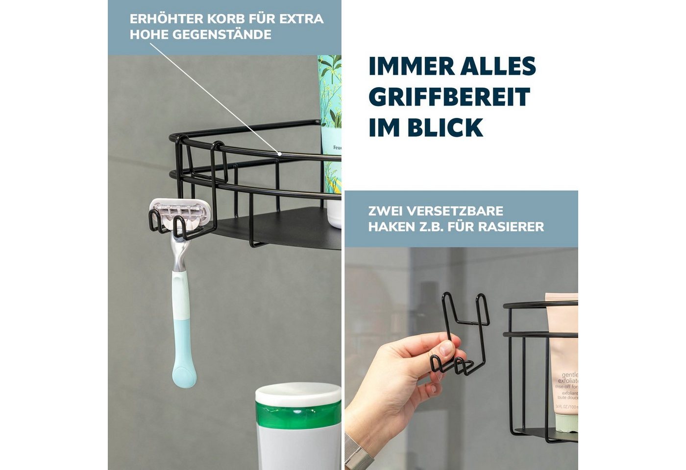 bremermann Teleskopregal Teleskop-Eckregal, 4 Körbe Duschregal bis max. ca. 290 cm – Bild 4 von 5