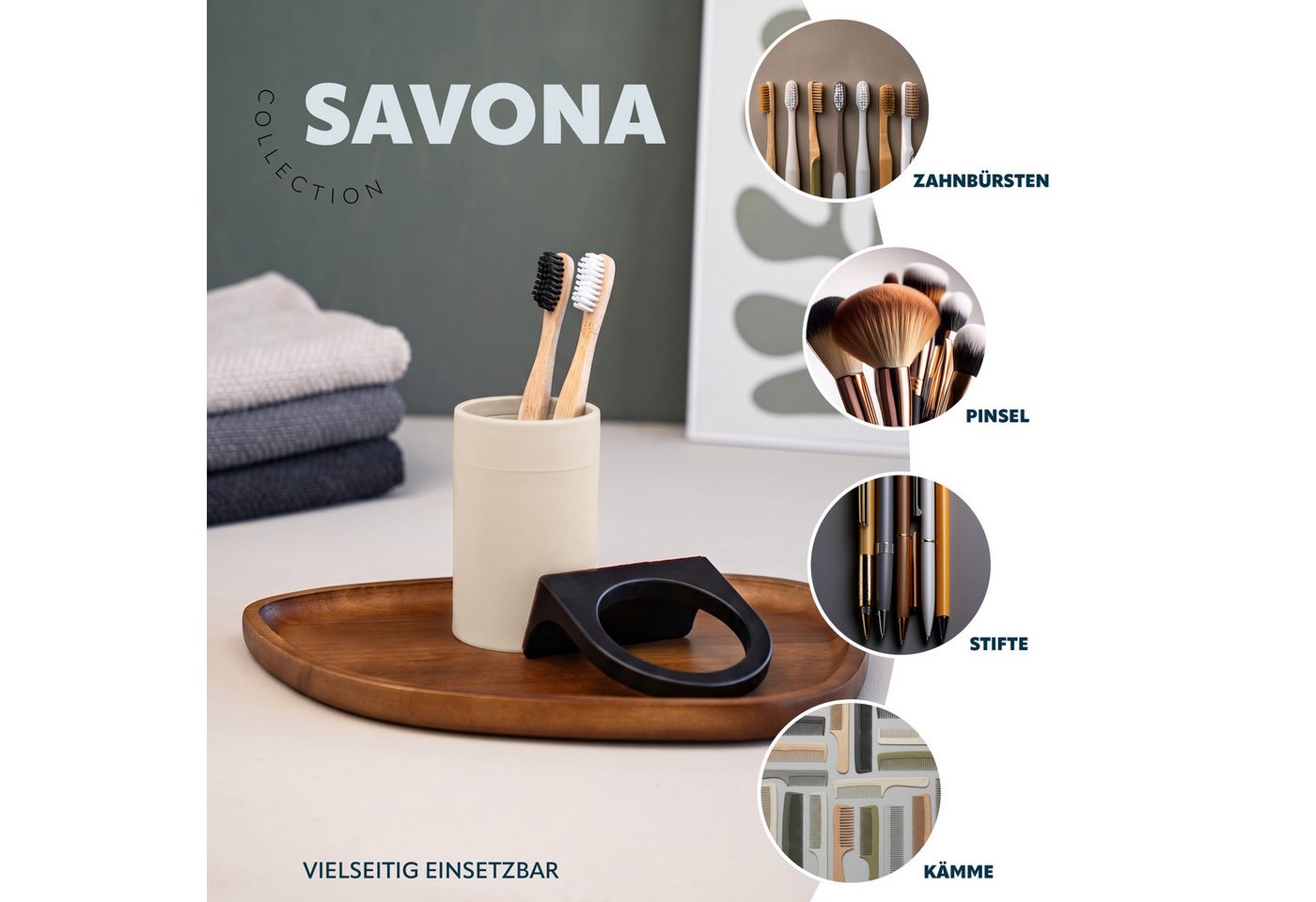 bremermann Zahnputzbecher rund, SAVONA Soft-Touch inkl. Wandhalterung, (1-St) – Bild 5 von 5