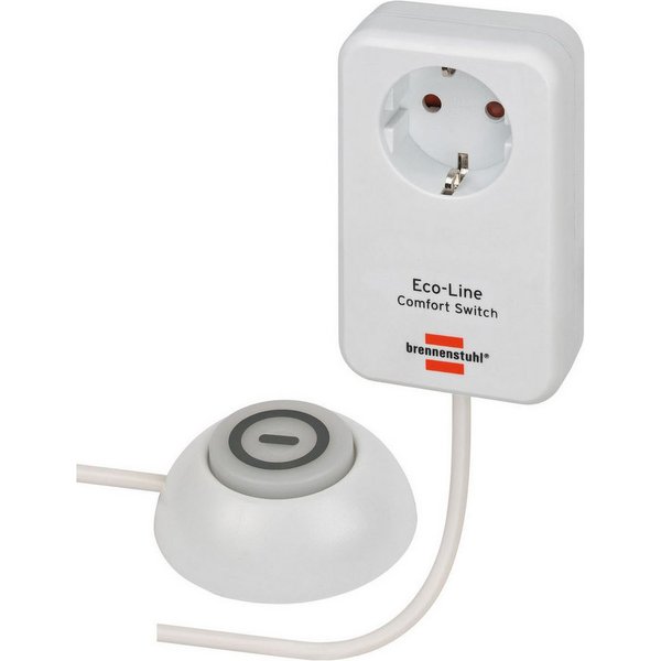 Brennenstuhl Eco Line Comfort Switch Adapter EL CSA 1 Stromadapter Typ F (Schuko) zu Typ F (Schuko), 150 cm