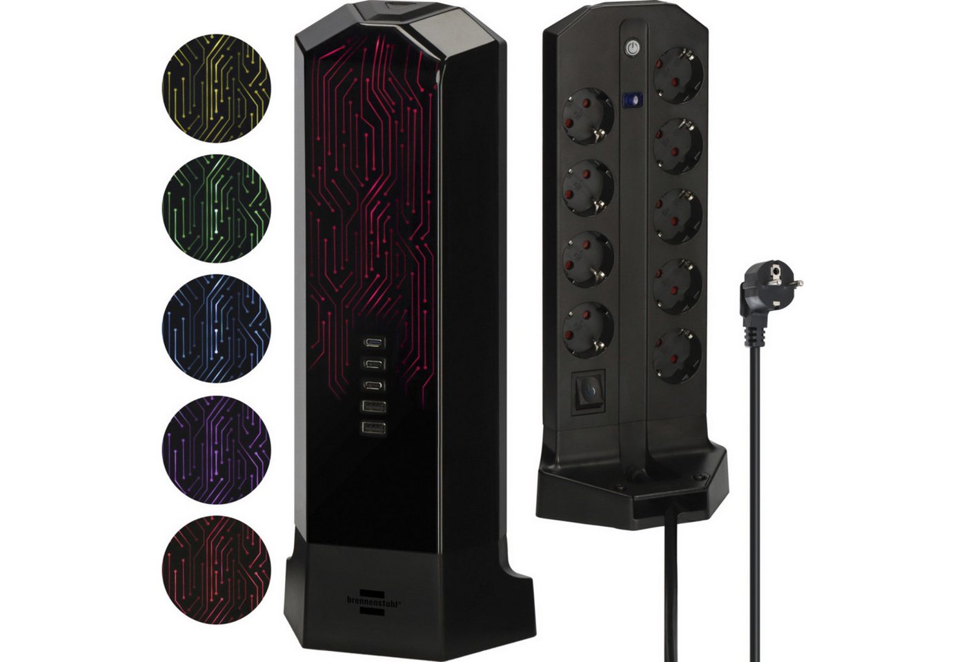 Brennenstuhl Brennenstuhl Gaming Tower 9fach RGB Light, Mehrfachsteckdose – Bild 2 von 5