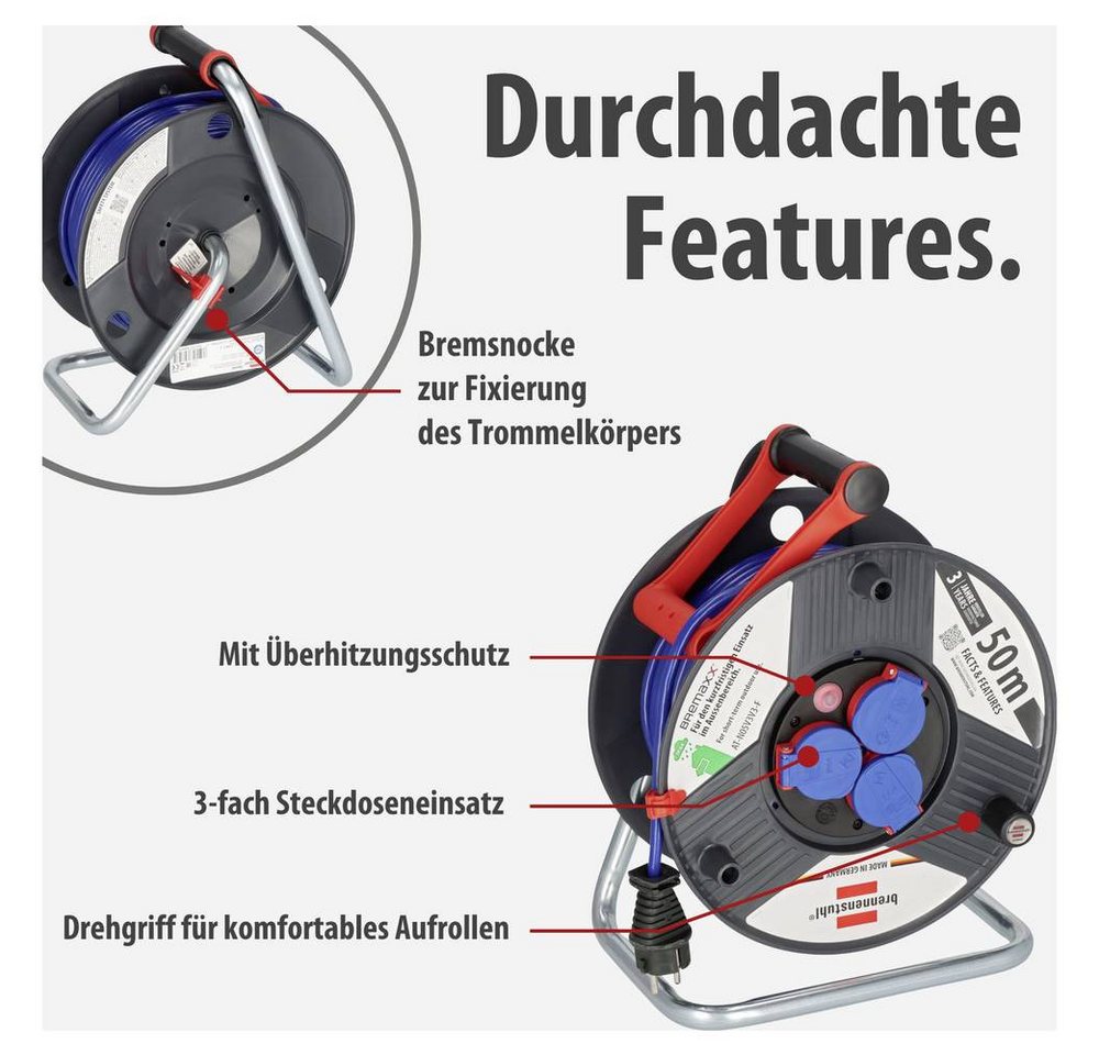 Brennenstuhl Kabeltrommel Garant 180, 50 m 1209830 Kabeltrommel – Bild 3 von 5